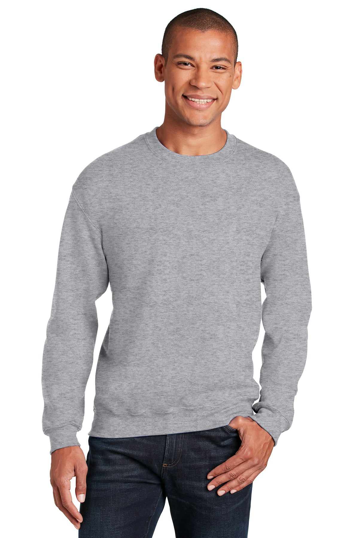 Home Is Hornell Crewneck Sport Gray Gildan Sweatshirt 18000