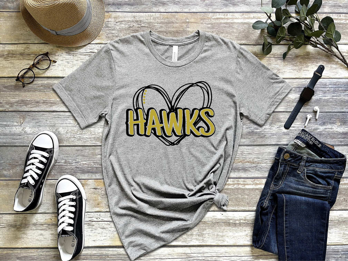 CPP Hawks Unisex fit Bella heather gray tshirt BC3001CVC