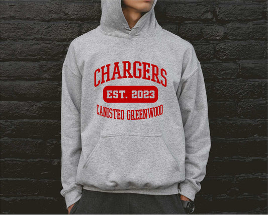 CG Chargers Est Hoodie, Gildan 18500 Unisex, Youth and Adult