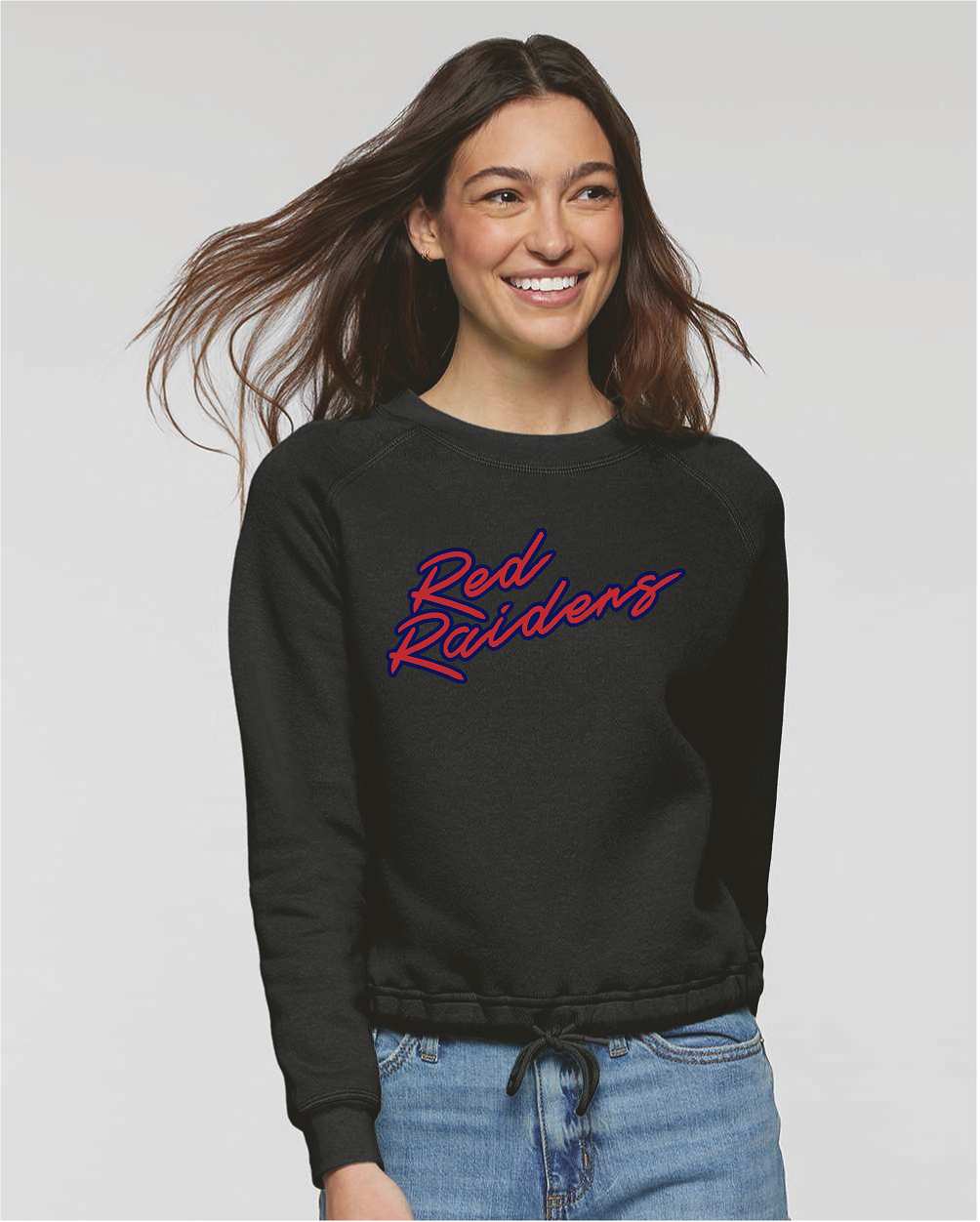 Hornell Red Raiders LAT - Women's Relaxed 3-End Boxy Fleece Crewneck Sweatshirt - 3528