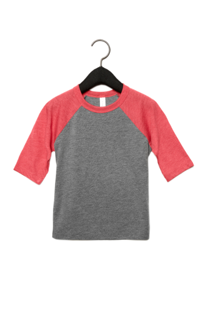 BCOJ CV839 BELLA+CANVAS® 3200T Toddler 3/4 Sleeve Baseball Tee