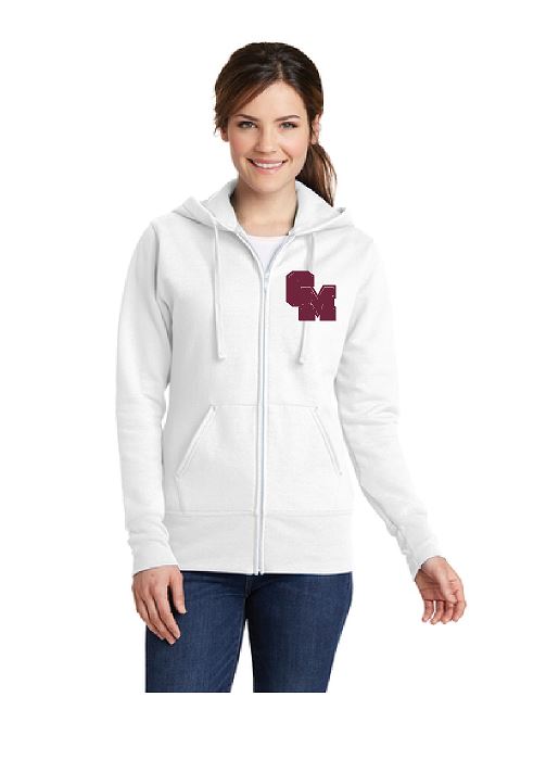 Cal-Mum Ladies LPC78ZH White zip up hoodie, Port & Co