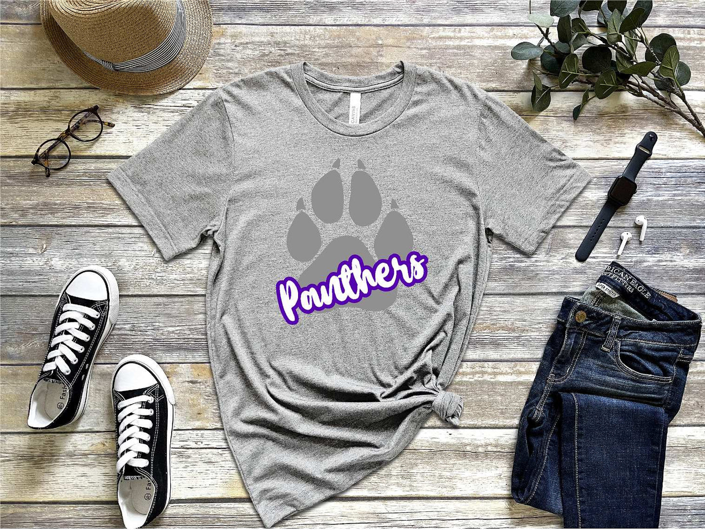Andover Panther gray on gray Bella Canvas Short Sleeve tshirts BC3501CVC