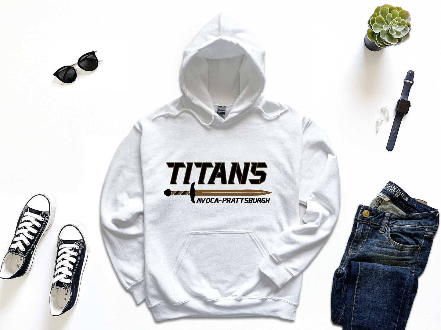 Avoca-Prattsburgh Pride Hoodie, Unisex Gildan, Sword Design 18500