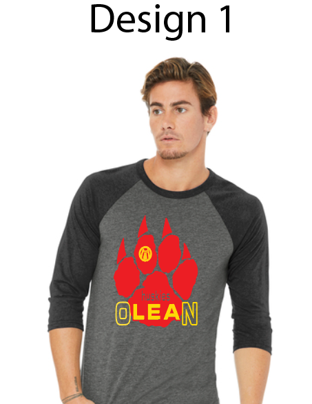Olean School Unisex Baseball Style Bella BC3200 Black/Charcoal