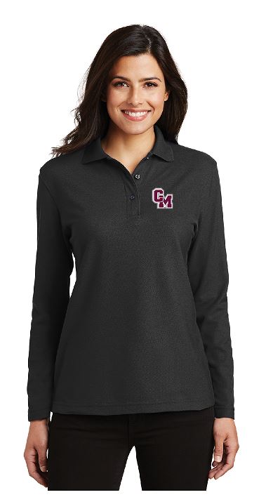 Cal-Mum L500LS  Black Port Authority® Ladies Silk Touch™ Long Sleeve Polo