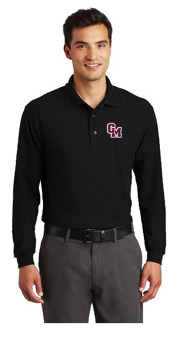 Cal-Mum K500LSP Black Port Authority® Silk Touch™ Long Sleeve Polo with Pocket