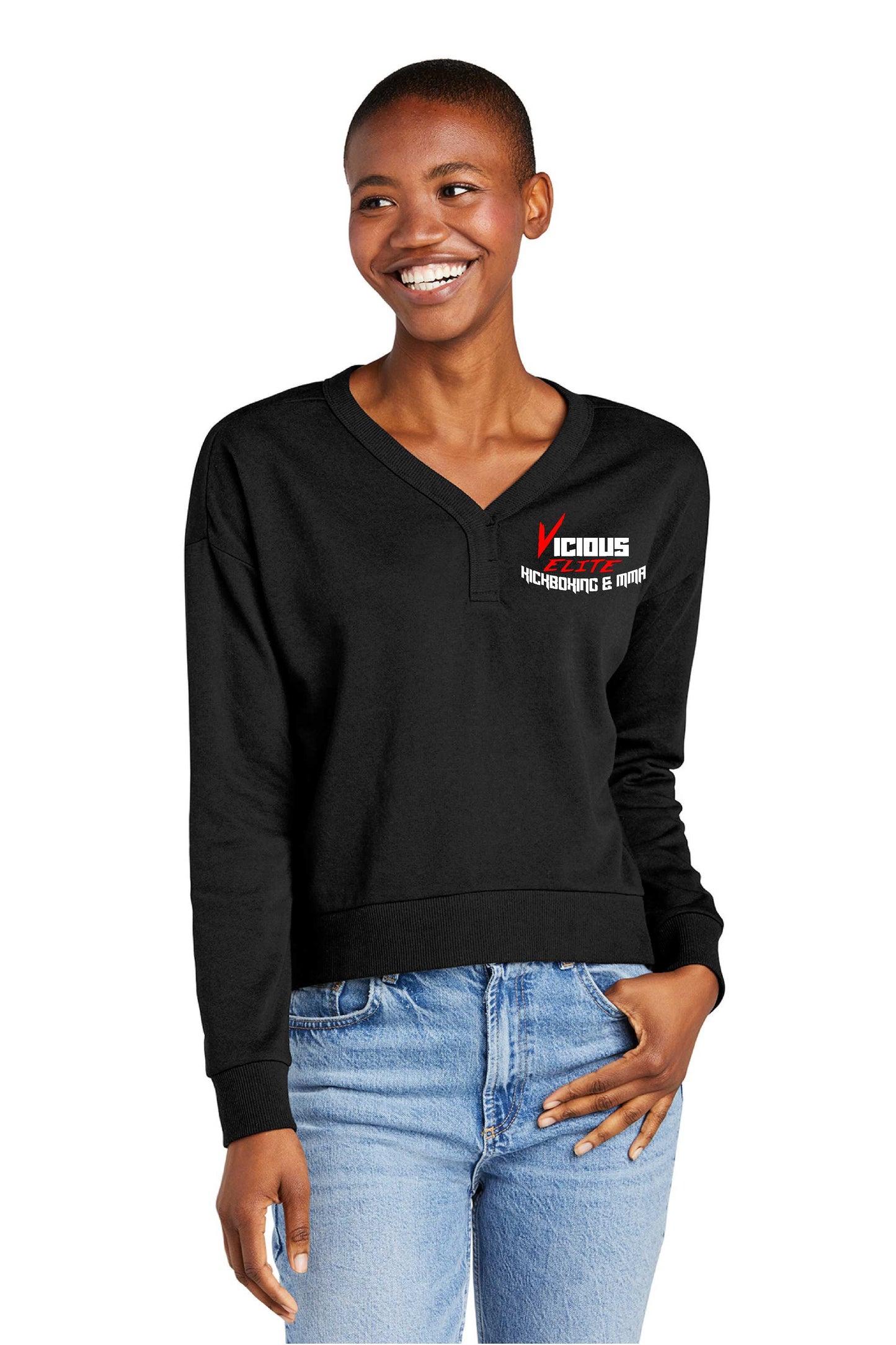 **NEW**Vicious Elite MMA & Kickboxing Ladies District Fleece vneck