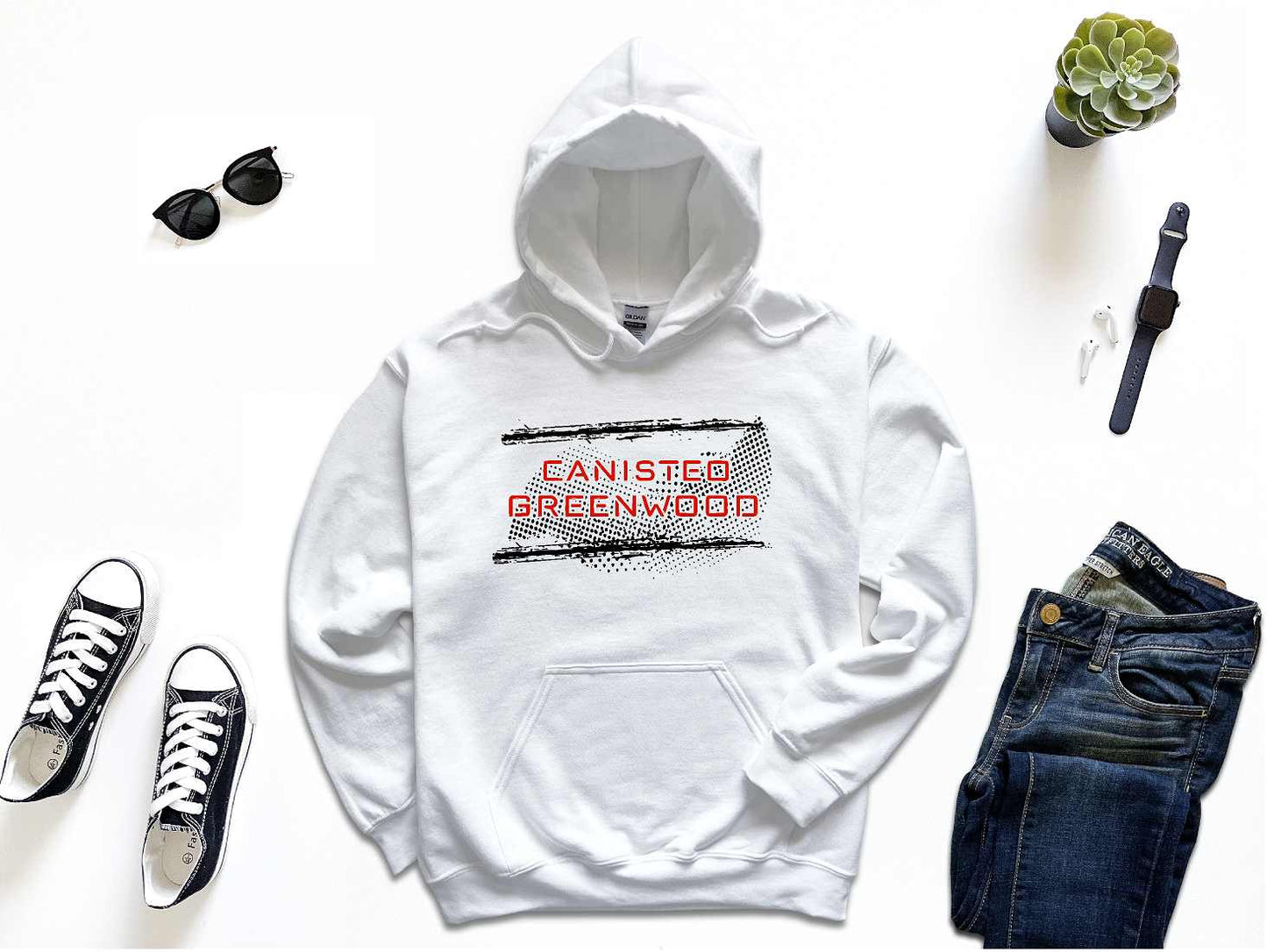 ***Design Options!!*** Canisteo Greenwood Gildan White Sport Hoodie, Unisex, 18500