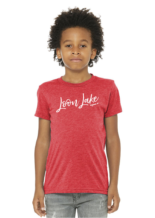 LL Loon Lake Words Only Youth Triblend Short Sleeve Tee