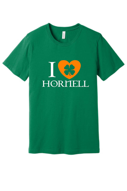 I heart Hornell St Pat's Green Tshirt 8000 Gildan Unisex