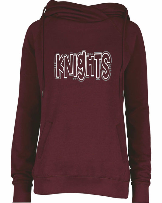 Addison Knights Ladies Maroon Cowl Neck hoodie, EZ329