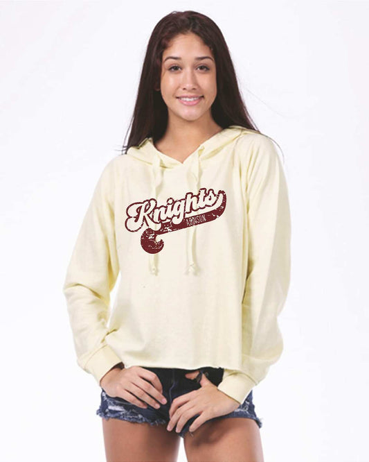 Addison Knights UA147 U.S. Apparel Ladies cream colored cropped hoodie
