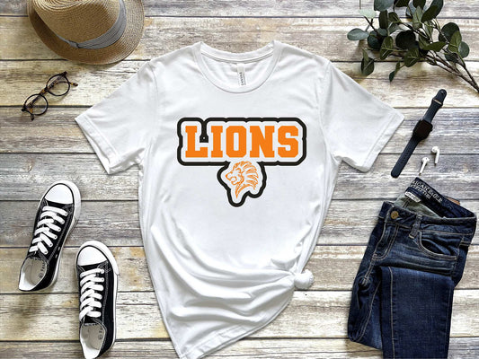 Wellsville Lion Football Unisex White Gildan tshirt, 8000