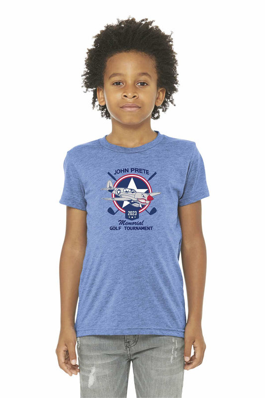 John Prete Memorial Heather Blue BC3413Y BELLA+CANVAS ® Youth Triblend Short Sleeve Tee