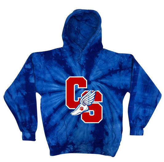 Campbell-Savona Track 8777 Royal Spider Tie Dye Hooded Sweatshirt