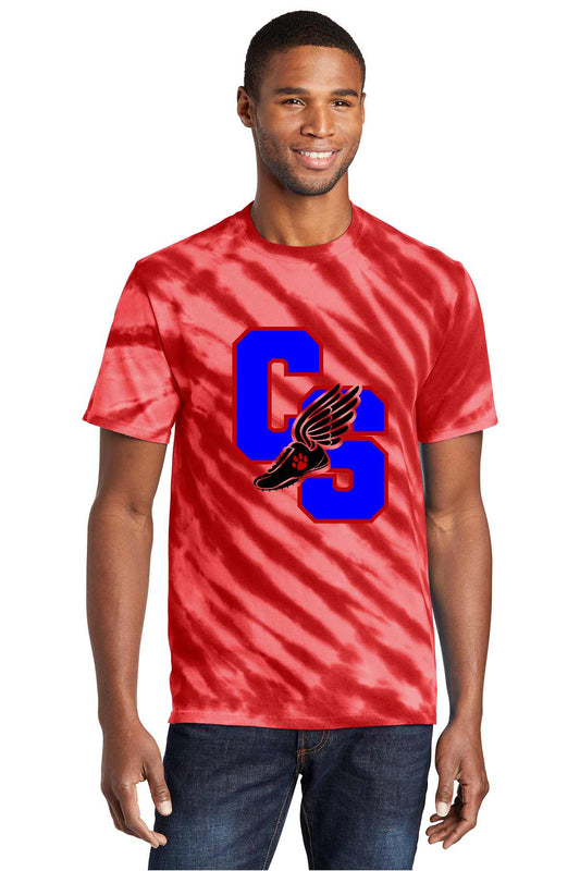 Campbell Savona Track Adult Unisex red stripe Tie Dye Tshirt