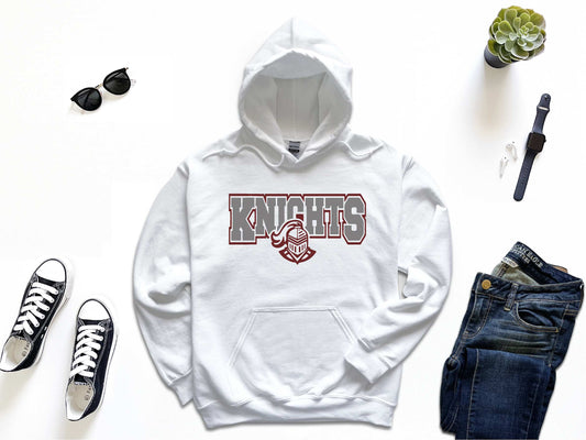 Addison Knights White Gildan hoodie 18500