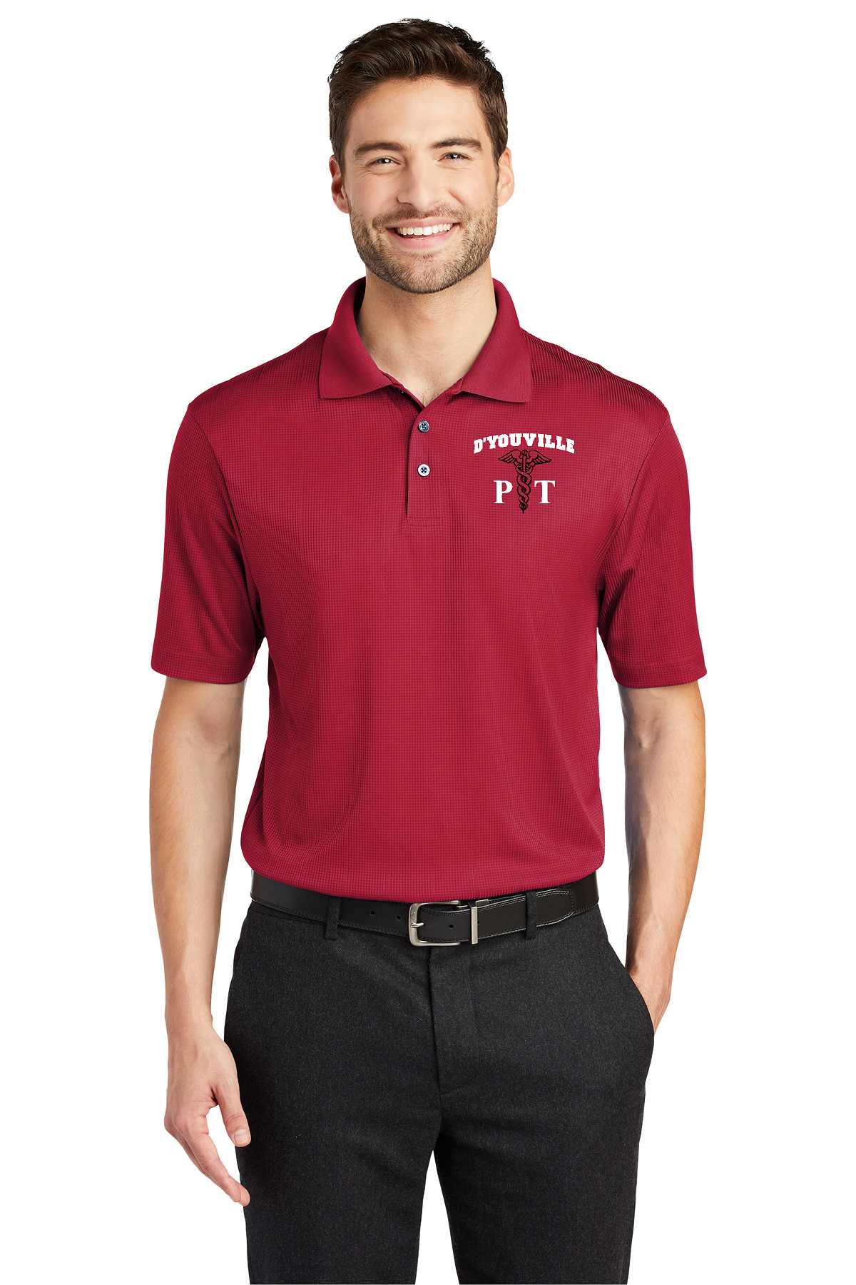 D'Youville Physical Therapy Mens K528 Polo Port Authority® Performance Fine Jacquard Polo