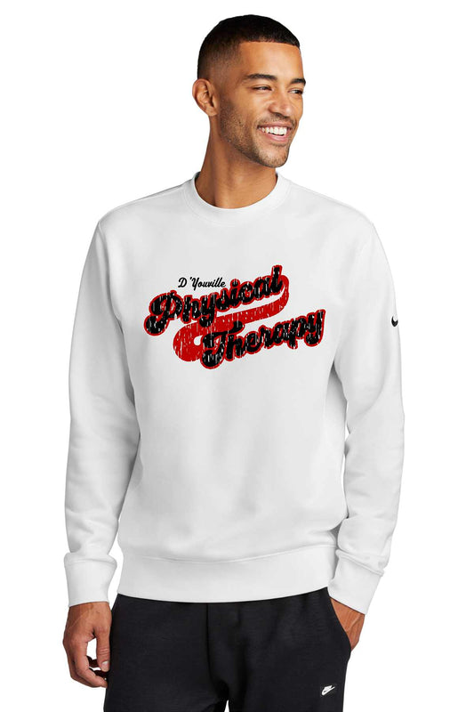 D'Youville Physical Therapy NKFD9863NEW Nike Club Fleece Sleeve Swoosh Crew