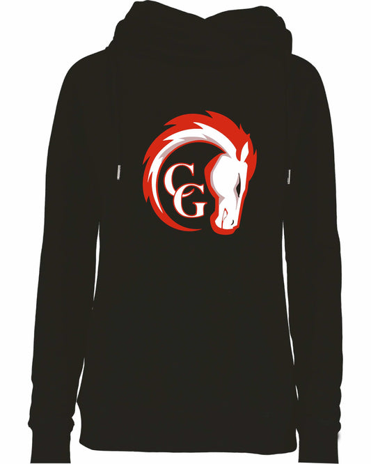 CG Chargers Ladies Dark Black Cowl Neck hoodie, EZ32