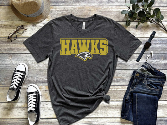 CPP Hawks Unisex fit Bella Dark Gray Heather tshirt BC3001CVC
