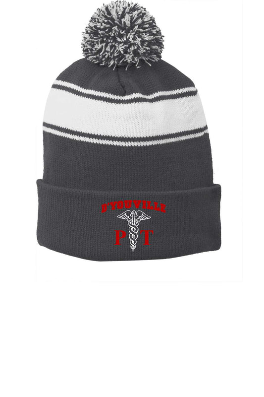 D'Youville Physical Therapy STC28 Sport-Tek® Stripe Pom Pom Beanie