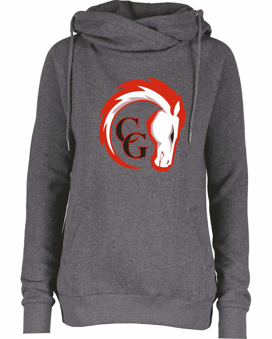CG Chargers Ladies Dark Heather Gray Cowl Neck hoodie, EZ32