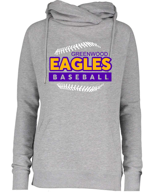 Greenwood Youth Baseball Light Gray Ladies Cowl Neck hoodie, EZ329