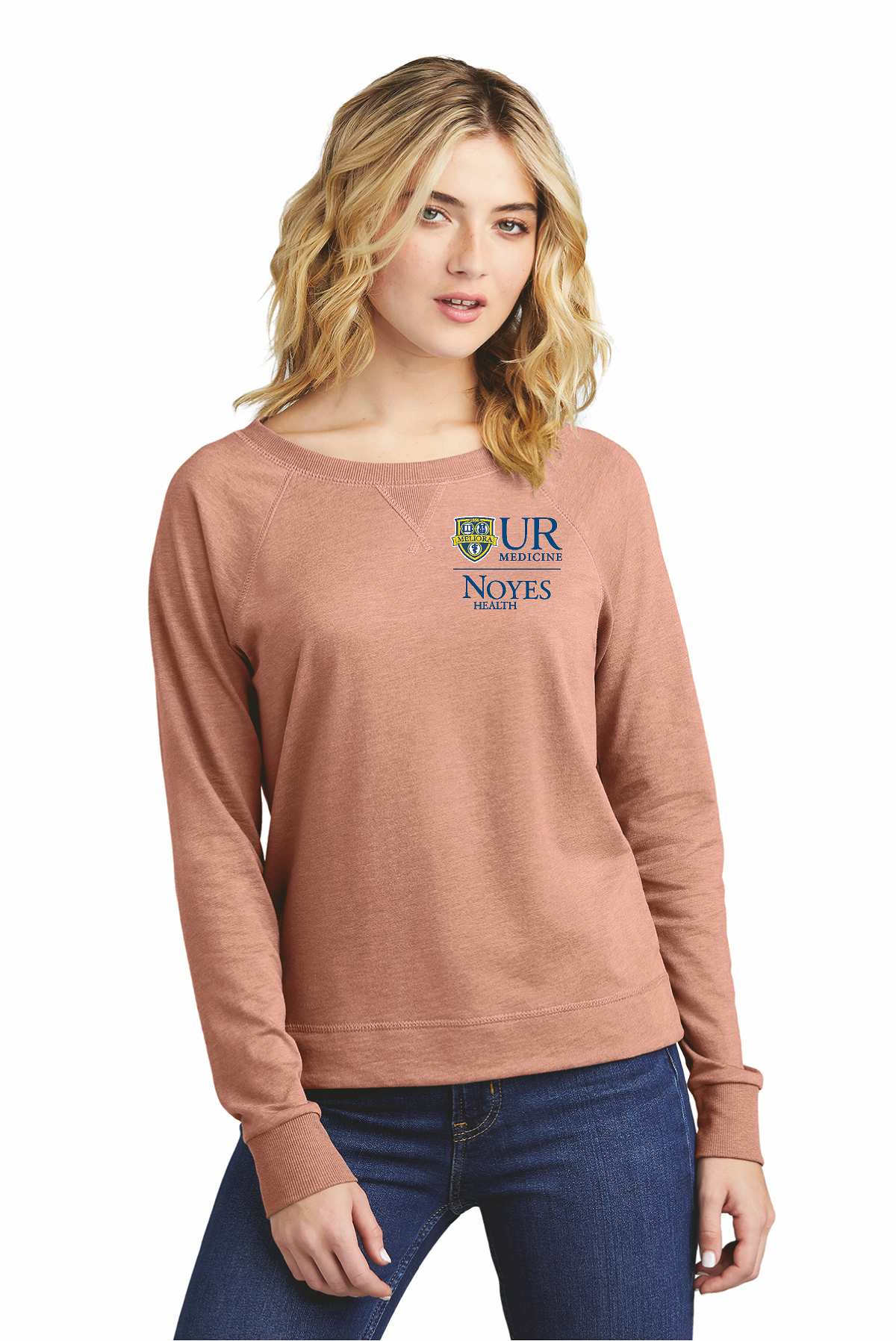 Long-Sleeve French Terry Sweater with Crew Neckline - Hyba
