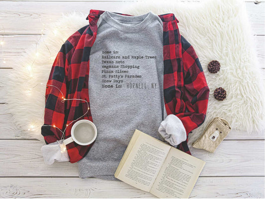 Home Is Hornell Crewneck Sport Gray Gildan Sweatshirt 18000