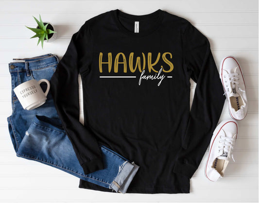 CPP Hawks Family Black BELLA+CANVAS® 3501 Unisex Long Sleeve Jersey Tee