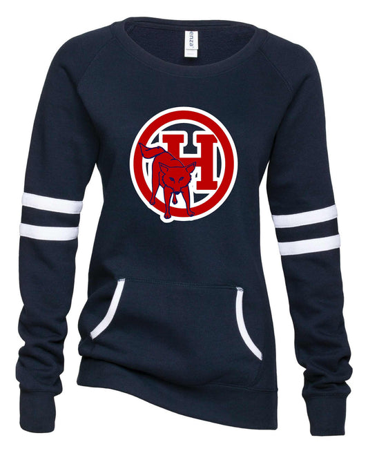 Hornell Raider Mascot Navy EZ370 Enza® 37079 Ladies Varsity Fleece Crew Neck Pullover