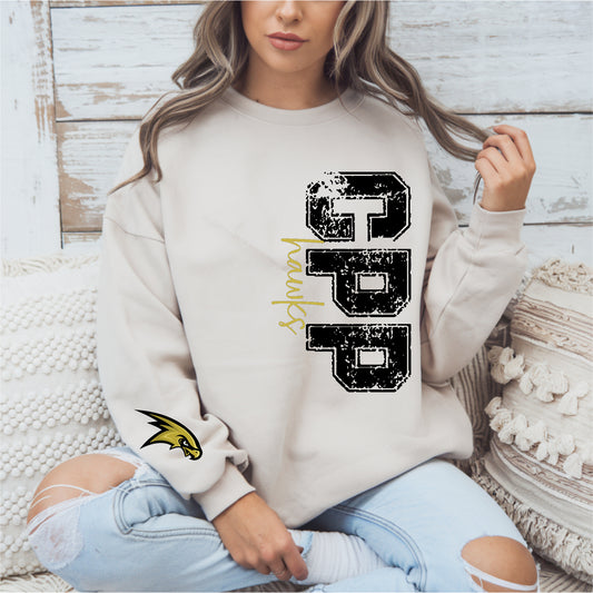 Corning Painted Post Hawks Crewneck Sweatshirt SF000 Gildan Off White