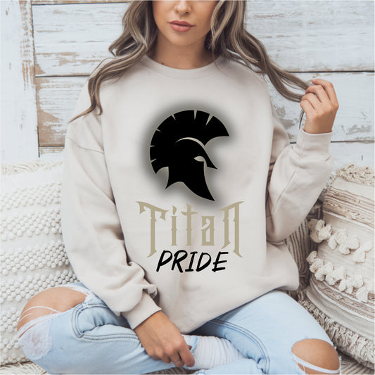 Avoca-Prattsburgh Titans Crewneck Sweatshirt Shadow Design SF00) Gildan Off White