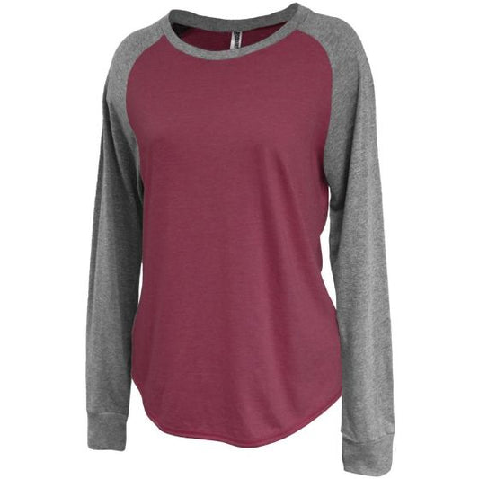 Cal-Mum 5217  Maroon women's jersey raglan crewneck