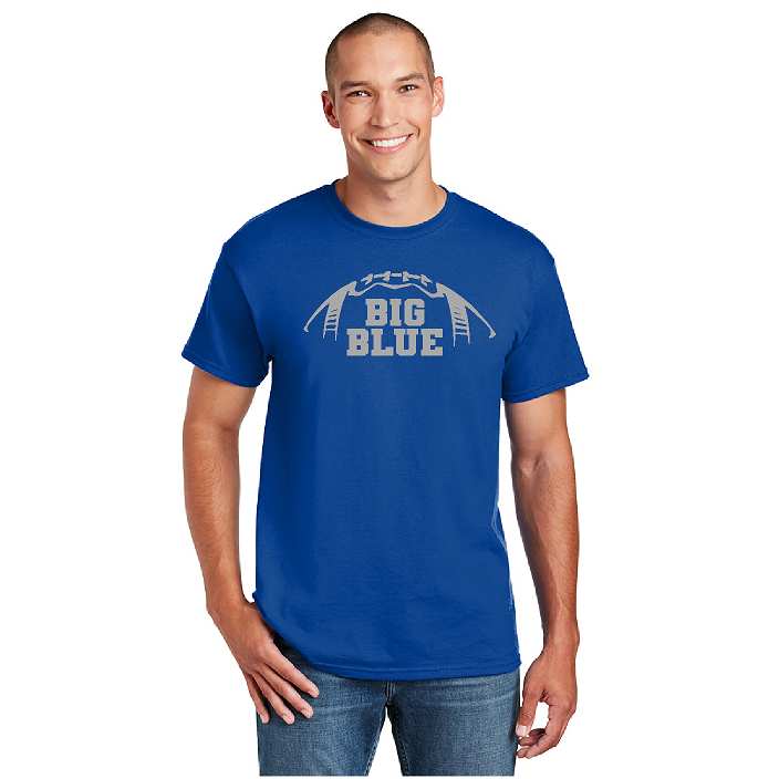 Big Blue Football Tshirt, Royal, 8000