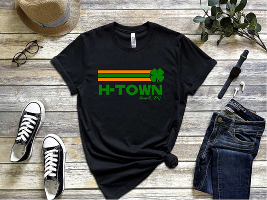 Hornell H-town St Pat's Black Tshirt 8000 Gildan Unisex