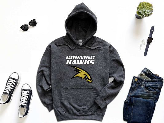 Corning-Painted Post Hoodie, Unisex Gildan 18500