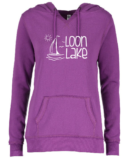 LL Sailboat Enza Ladies V-Notch Fleece Pullover Hood
