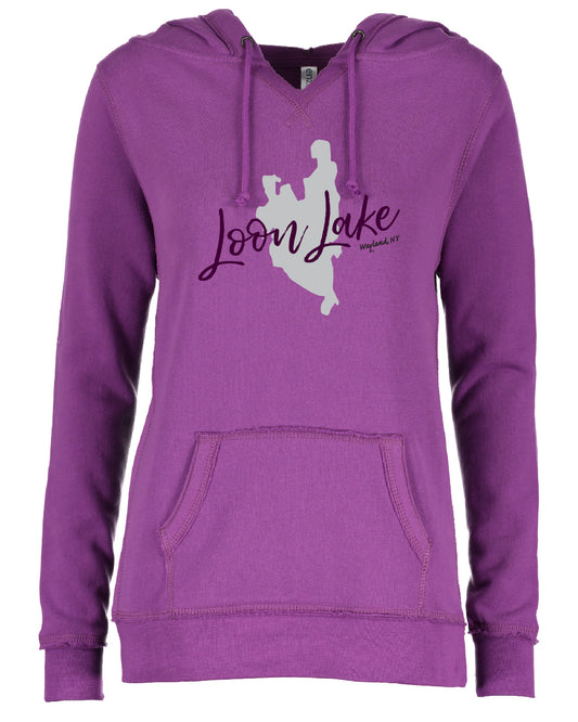 LL Lake Image Enza Ladies V-Notch Fleece Pullover Hood