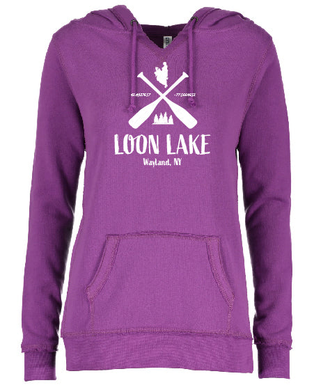 LL Two Oars Enza Ladies V-Notch Fleece Pullover Hood