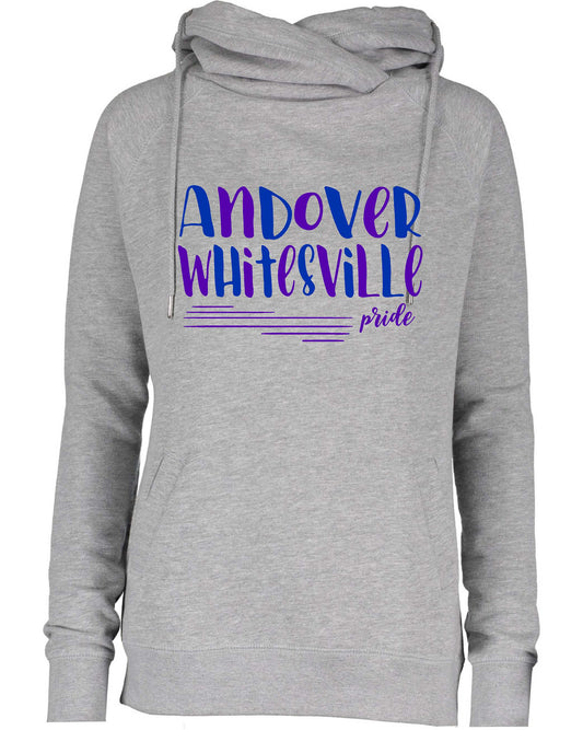 Andover-Whitesville Athletics Light Gray Ladies Cowl Neck hoodie, EZ329