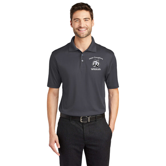 JT Wildcat with writing embroidered K528 Port Authority® Performance Fine Jacquard Polo