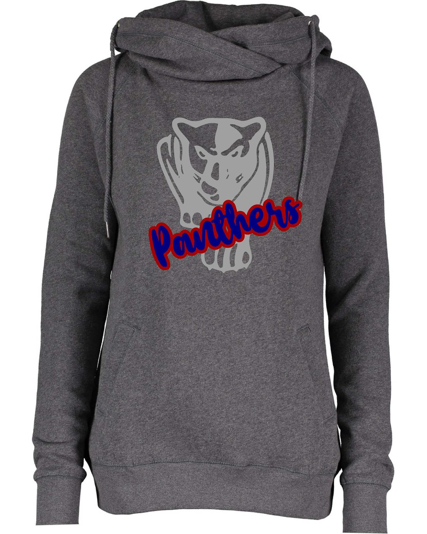 Campbell-Savona Panthers Charcoal Ladies Cowl Neck hoodie, EZ329