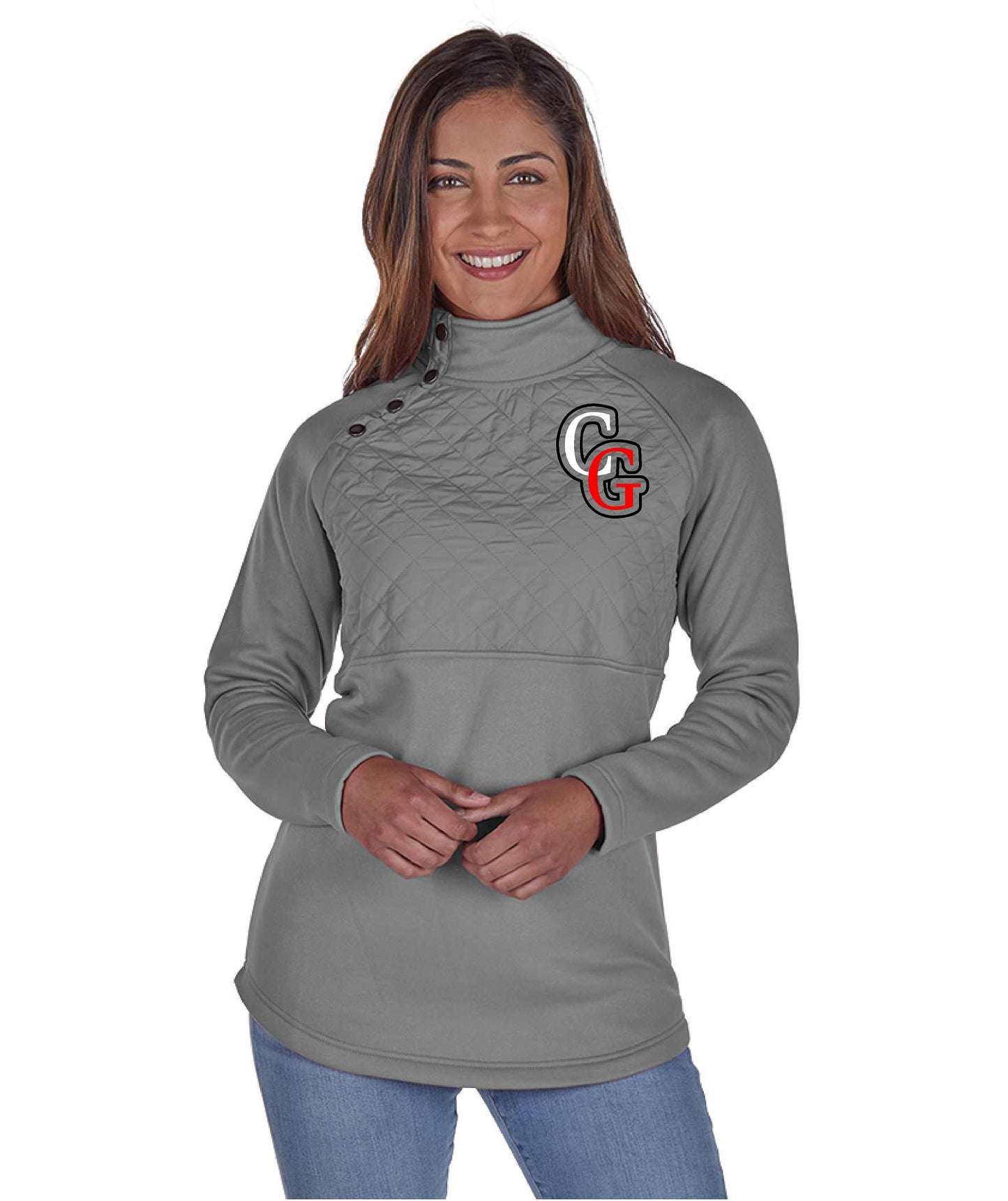 Canisteo-Greenwood Embroidered Ladies Charles River Asymmetrical Snap Sweatshirt 5260