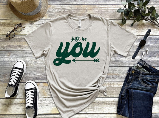 Just Be You on tan unisex fit Bella Canvas tshirt BC3001