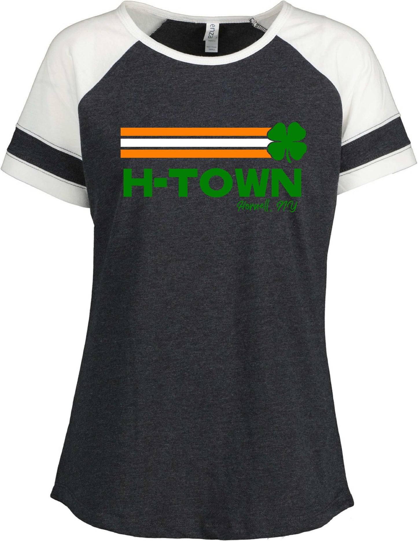 Hornell H Town St Patrick's Day EZ146 Enza Ladies Jersey Colorblock Tee