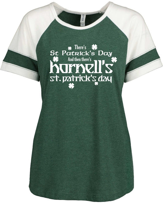 Hornell St Patrick's Day EZ146 Enza Ladies Jersey Green Colorblock Tee