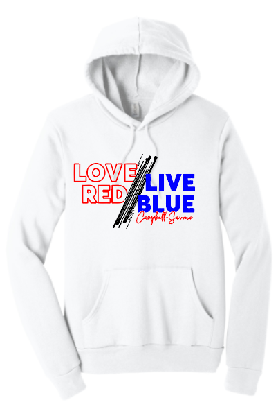 Campbell Savona Love Red Live Blue Bella hoodie - unisex BC3719